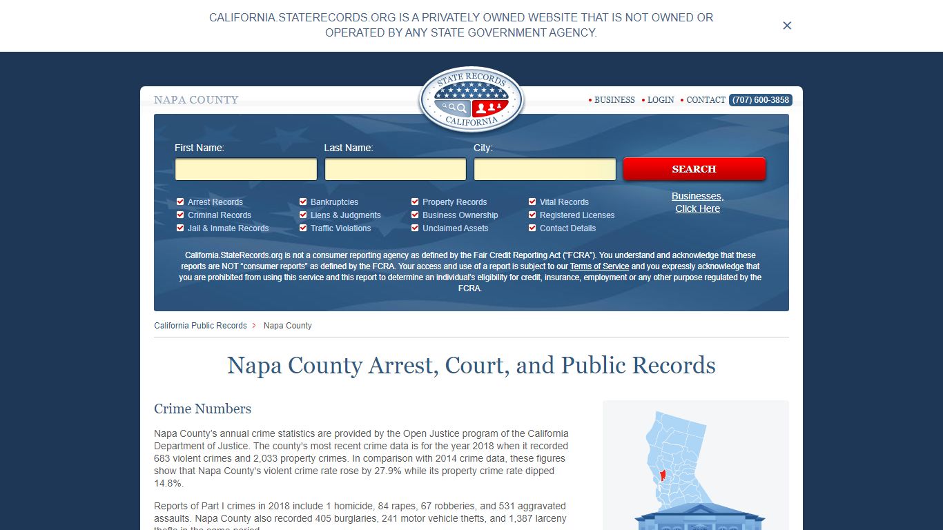 Napa County Arrest, Court, and Public Records