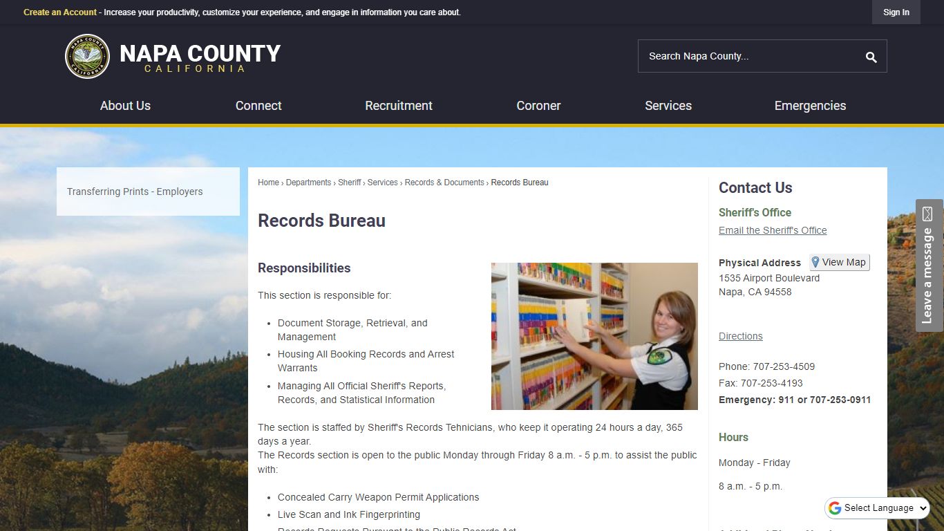 Records Bureau | Napa County, CA